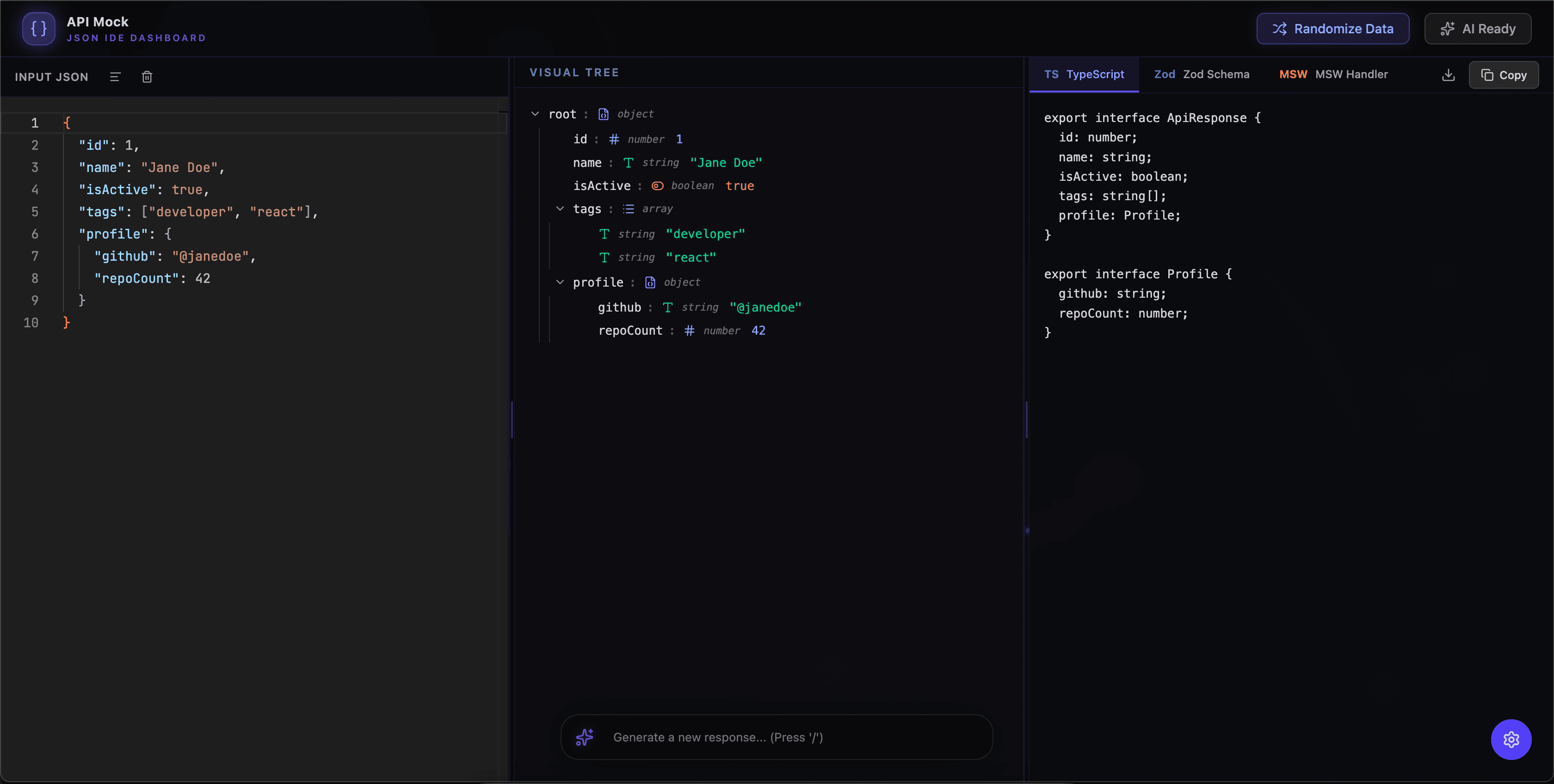 API MOCK UI